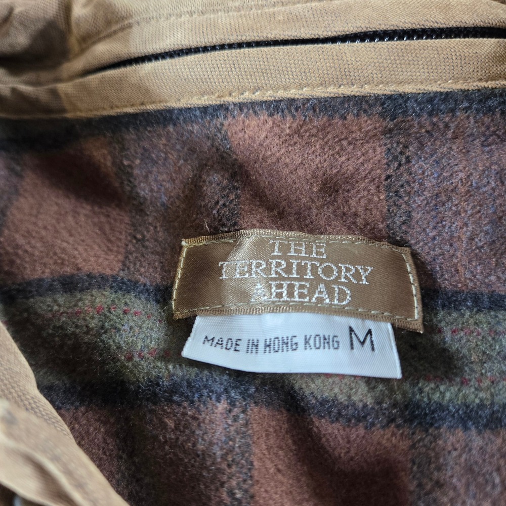 Vintage The Territory Ahead Duster Coat Mens M Brown Plaid Lined Western - Picture 3 of 9